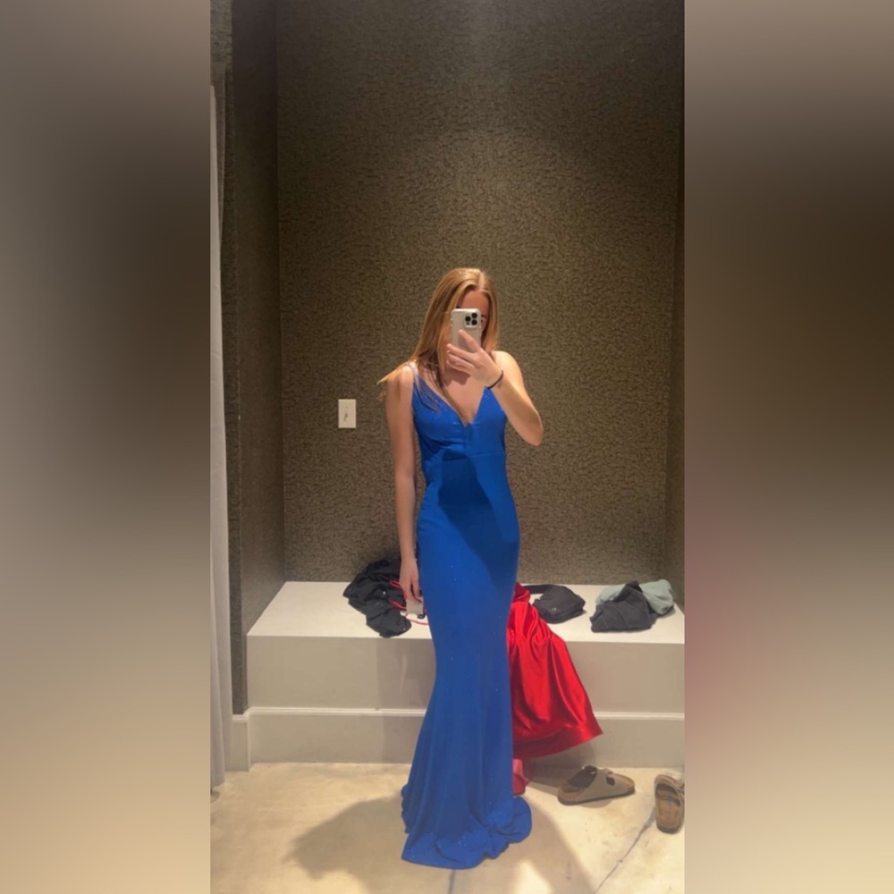 Custom Backless Blue Prom Dress